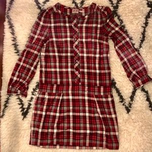 Juicy Couture Plaid Flannel Drop Waist Dress Red 2
